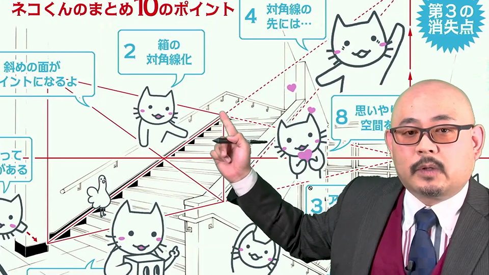 猫でも描ける！学校の階段